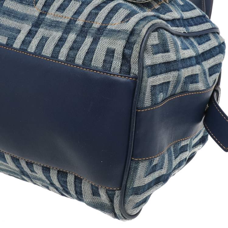Pre Owned Givenchy Blue Monogram Denim and Leather Hobo