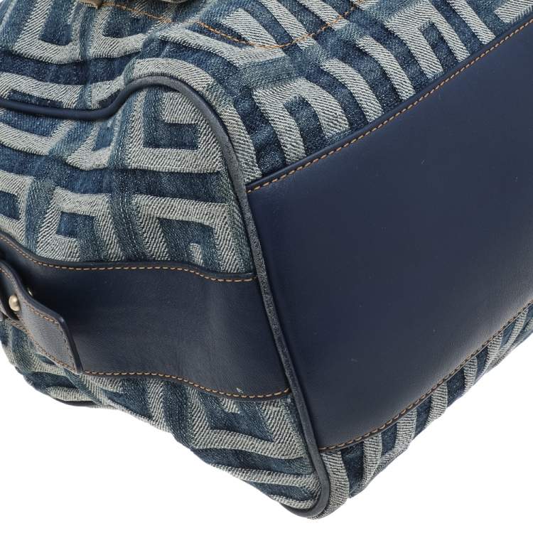 Pre Owned Givenchy Blue Monogram Denim and Leather Hobo