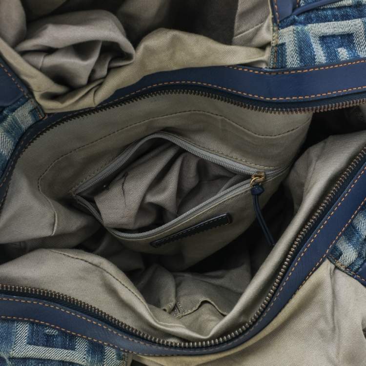 Pre Owned Givenchy Blue Monogram Denim and Leather Hobo