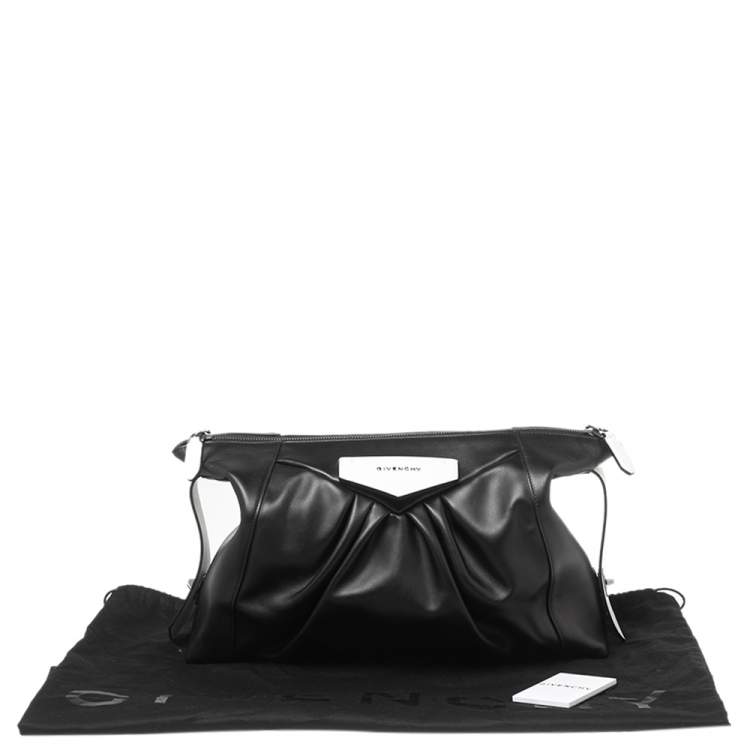 Pre Owned Givenchy Black/White Leather Large Antigona Soft Clutch
