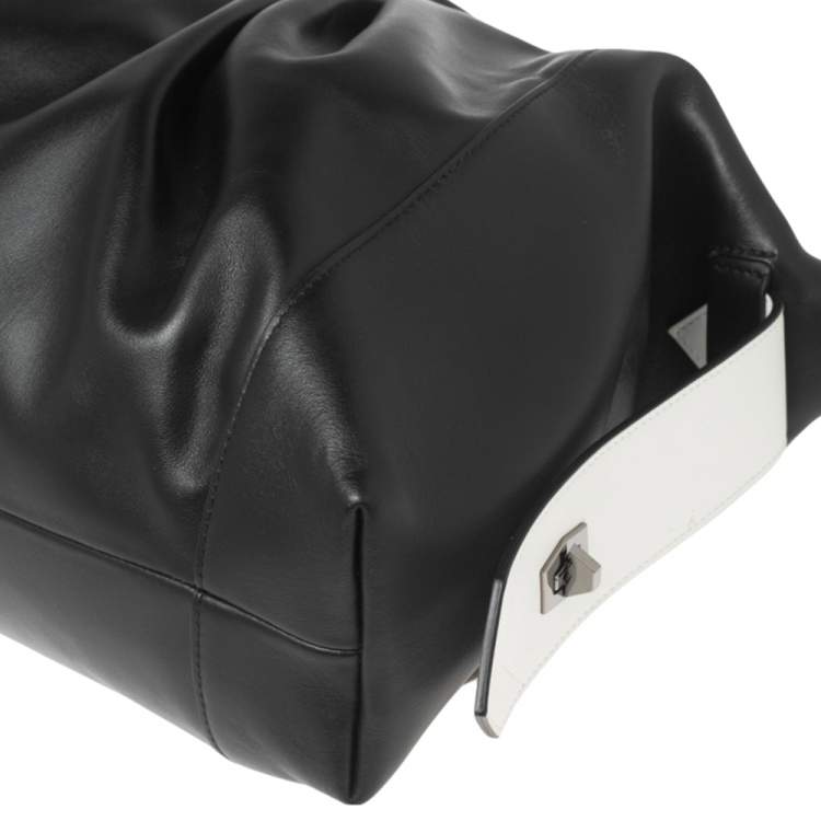 Pre Owned Givenchy Black/White Leather Large Antigona Soft Clutch