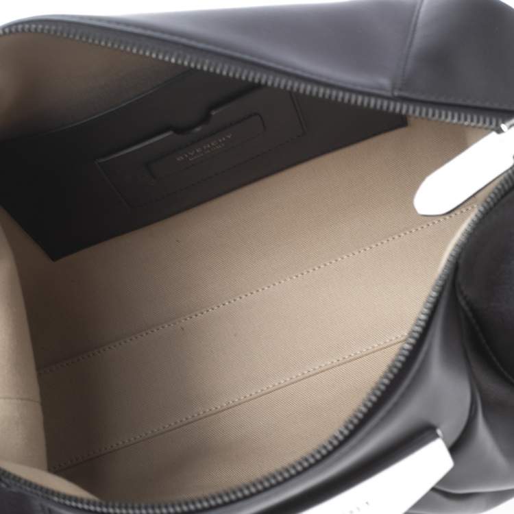 Pre Owned Givenchy Black/White Leather Large Antigona Soft Clutch