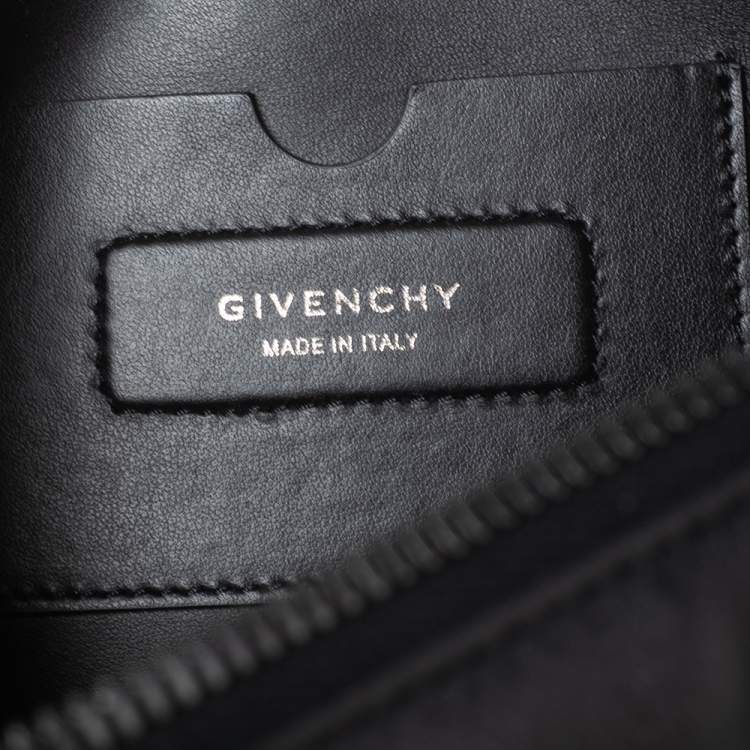 Pre Owned Givenchy Black/White Leather Large Antigona Soft Clutch