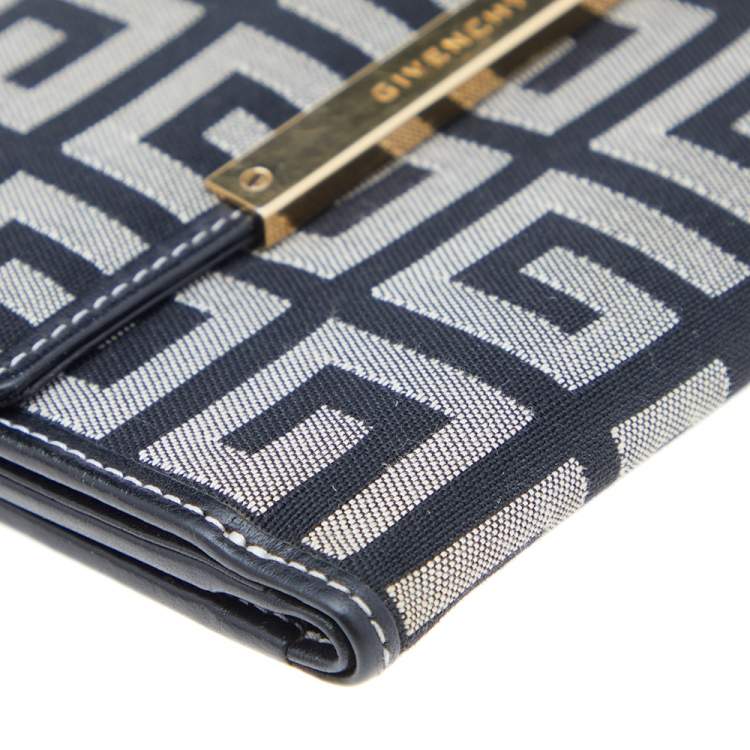 Pre Owned Givenchy Grey/Black Monogram Canvas Compact Wallet