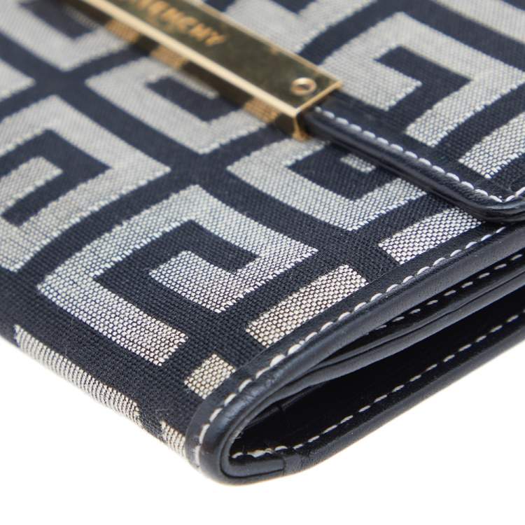 Pre Owned Givenchy Grey/Black Monogram Canvas Compact Wallet