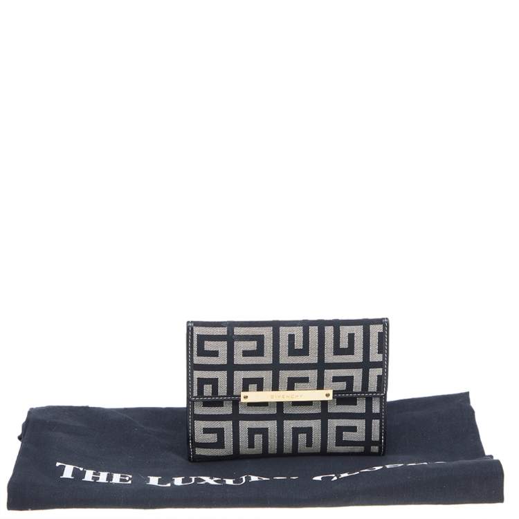 Pre Owned Givenchy Grey/Black Monogram Canvas Compact Wallet