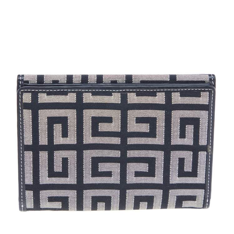 Pre Owned Givenchy Grey/Black Monogram Canvas Compact Wallet