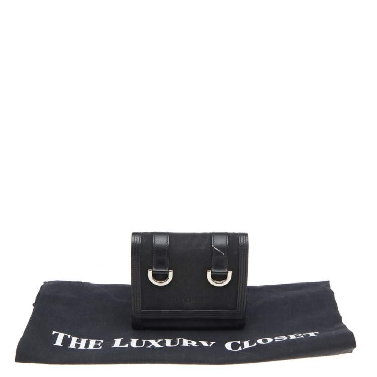 Pre Owned Givenchy Black Nylon and Leather Trifold Wallet