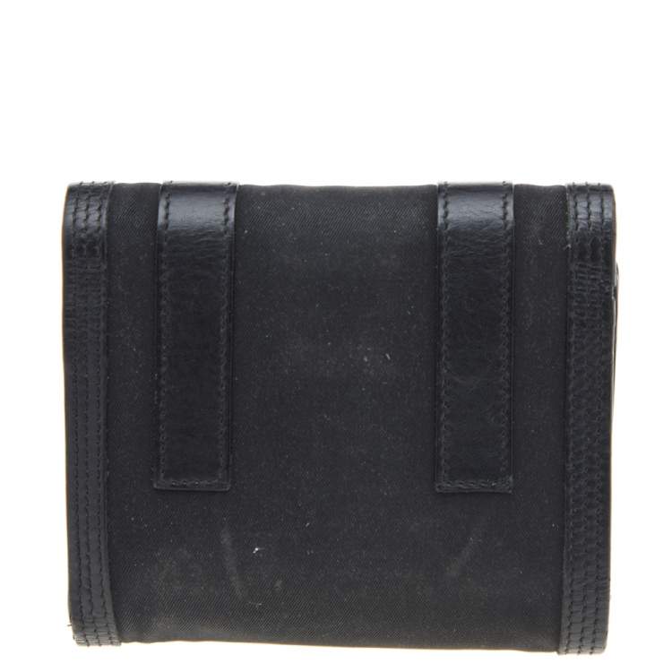 Pre Owned Givenchy Black Nylon and Leather Trifold Wallet