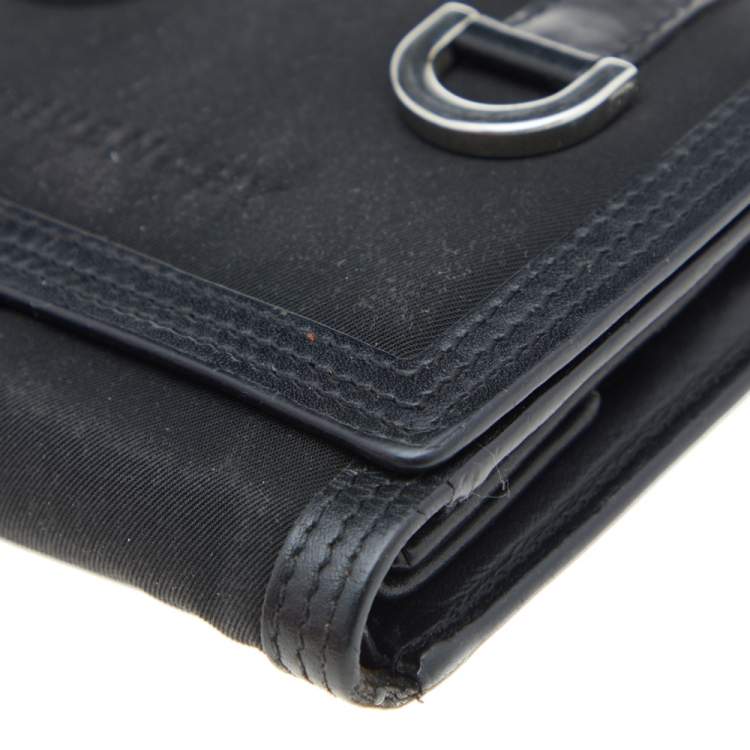 Pre Owned Givenchy Black Nylon and Leather Trifold Wallet