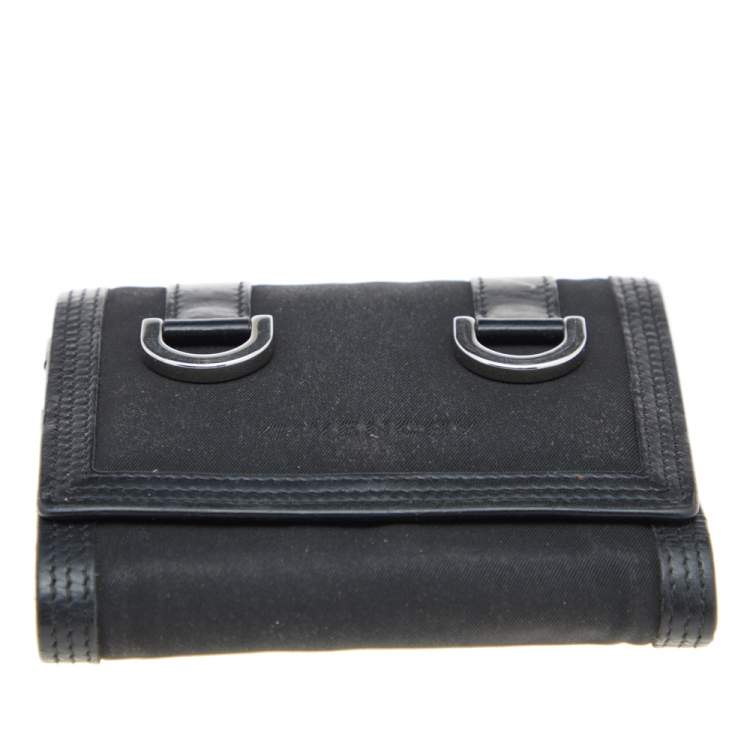 Pre Owned Givenchy Black Nylon and Leather Trifold Wallet
