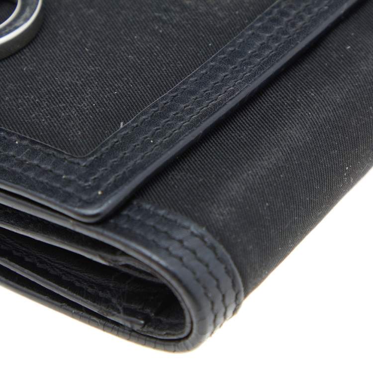 Pre Owned Givenchy Black Nylon and Leather Trifold Wallet