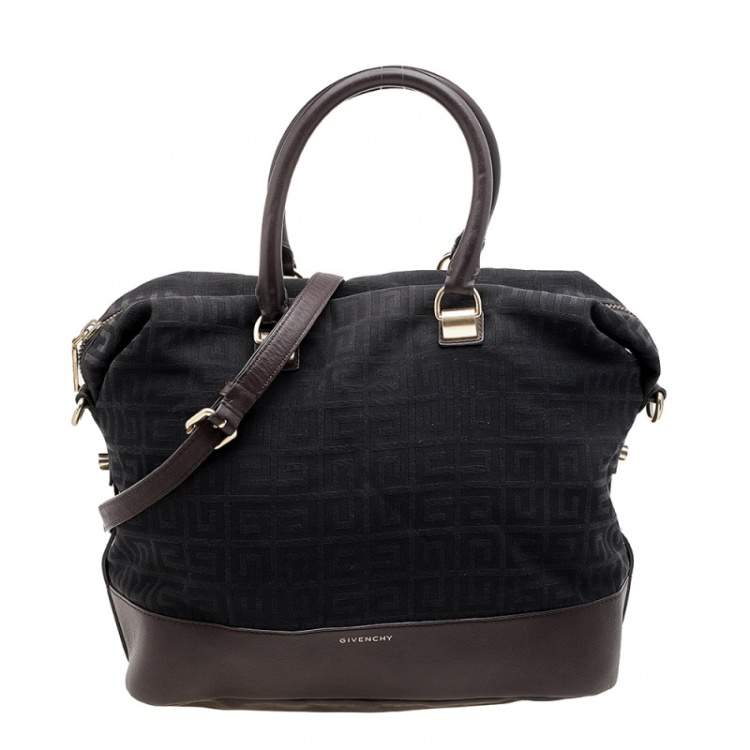 Pre Owned Givenchy Black/Brown Monogram Canvas and Leather Satchel