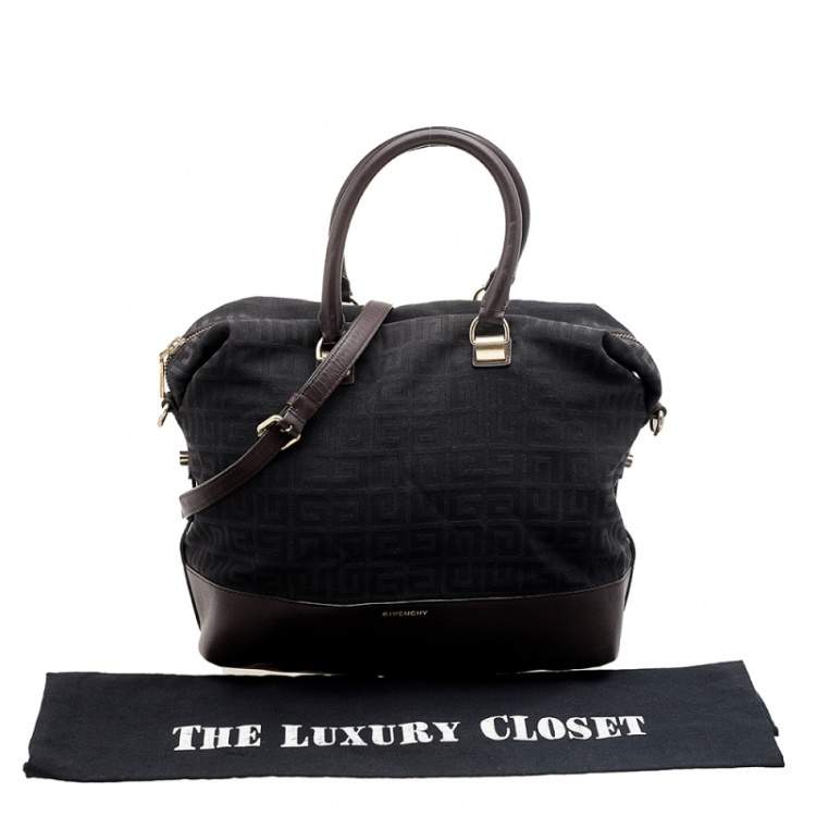 Pre Owned Givenchy Black/Brown Monogram Canvas and Leather Satchel