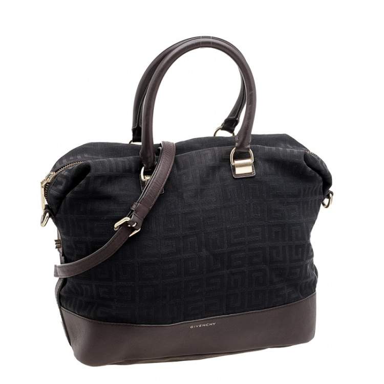 Pre Owned Givenchy Black/Brown Monogram Canvas and Leather Satchel