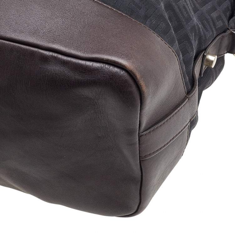 Pre Owned Givenchy Black/Brown Monogram Canvas and Leather Satchel
