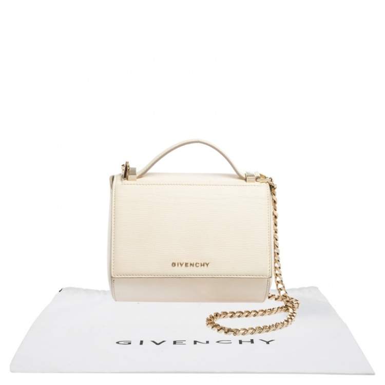 Pre Owned Givenchy Ivory White Leather Mini Pandora Box Crossbody Bag