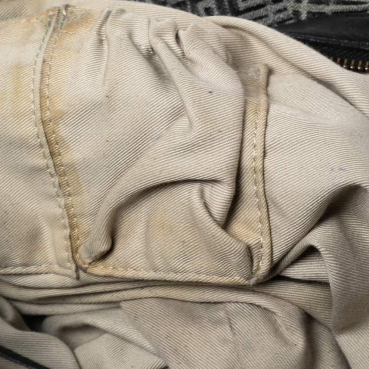Pre Owned Givenchy Black Monogram Canvas and Leather Logo Plaque Hobo