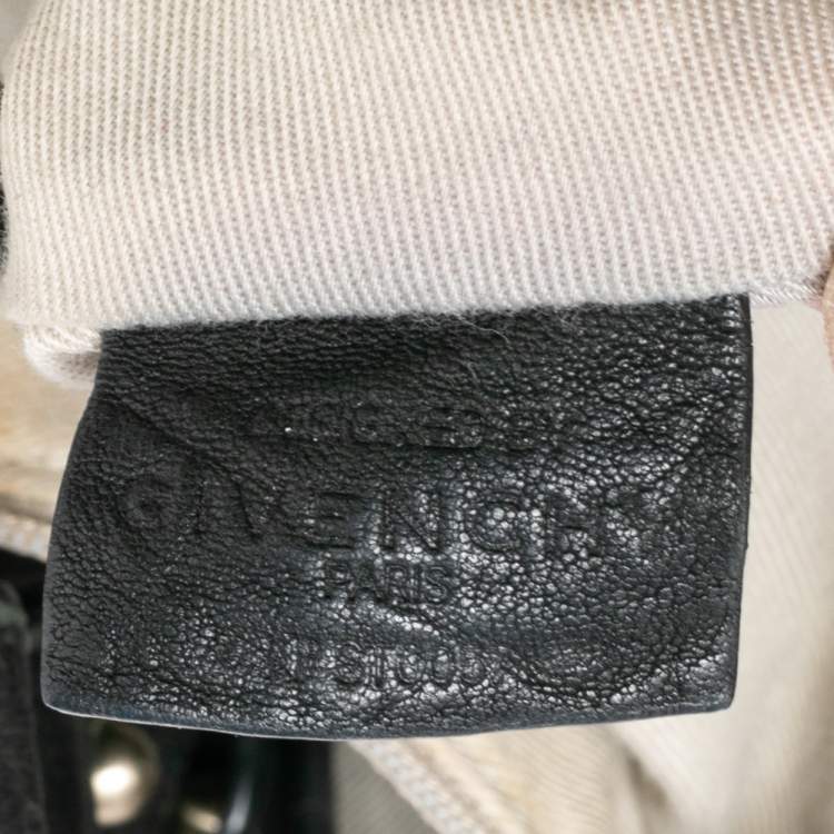 Pre Owned Givenchy Black Monogram Canvas and Leather Logo Plaque Hobo