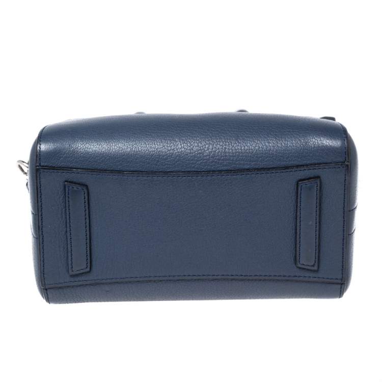 Pre Owned Givenchy Navy Blue Leather Mini Antigona Satchel