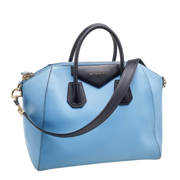 Pre Owned Givenchy Blue/Black Leather Medium Antigona Satchel