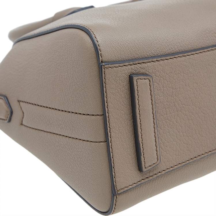 Pre Owned Givenchy Dark Beige Leather Mini Antigona Satchel
