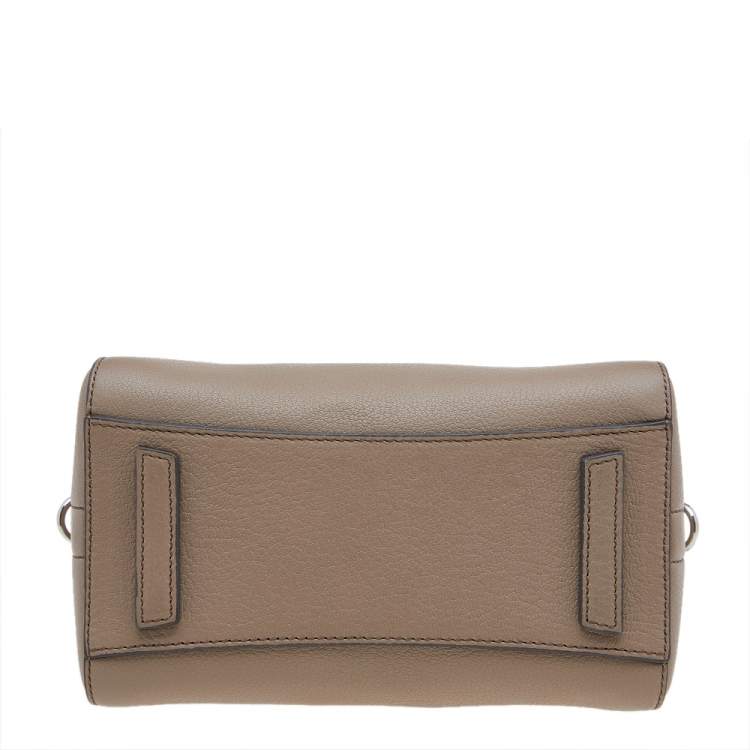 Pre Owned Givenchy Dark Beige Leather Mini Antigona Satchel