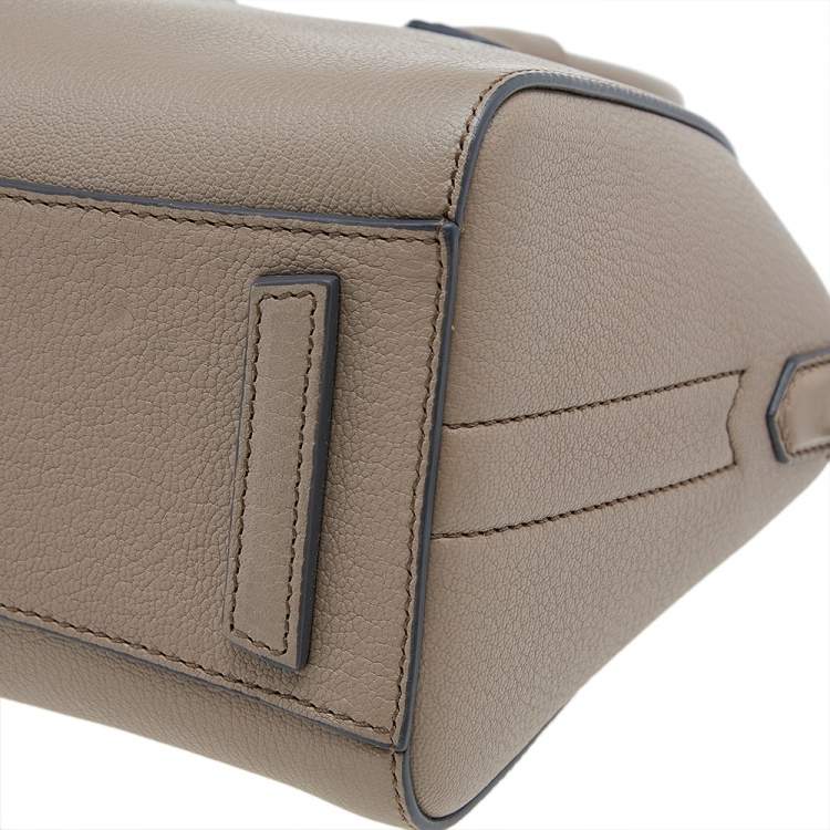 Pre Owned Givenchy Dark Beige Leather Mini Antigona Satchel