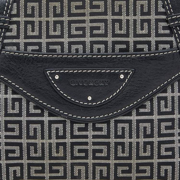 Pre Owned Givenchy Black Monogram Canvas And Leather Shoulder Bag