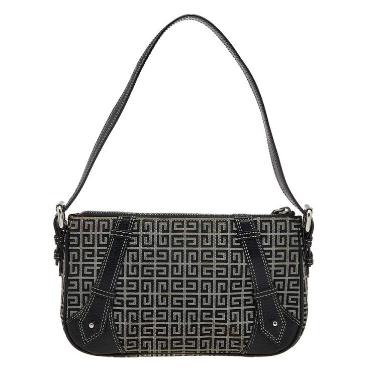 Pre Owned Givenchy Black Monogram Canvas And Leather Shoulder Bag