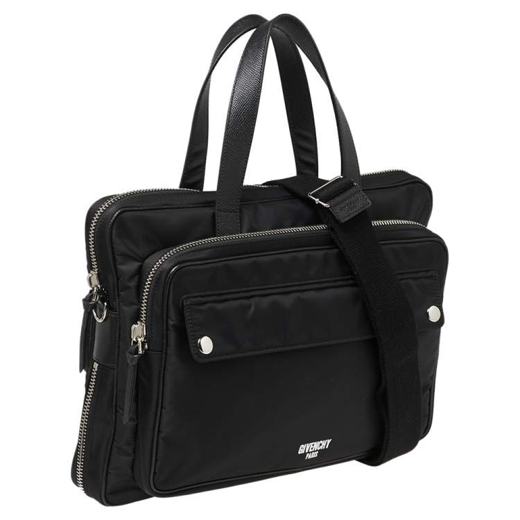 Pre Owned Givenchy Black Nylon Zip Around Laptop Bag