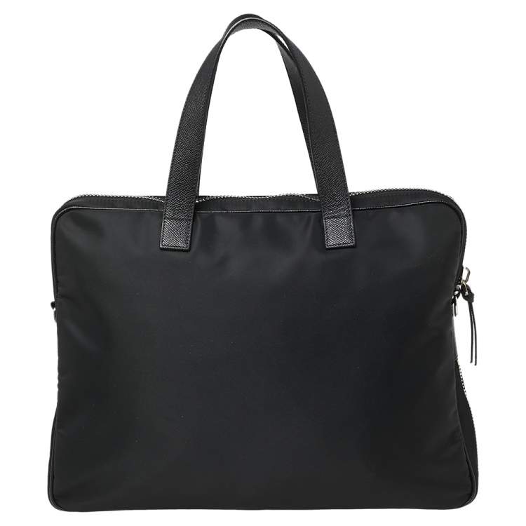 Pre Owned Givenchy Black Nylon Zip Around Laptop Bag