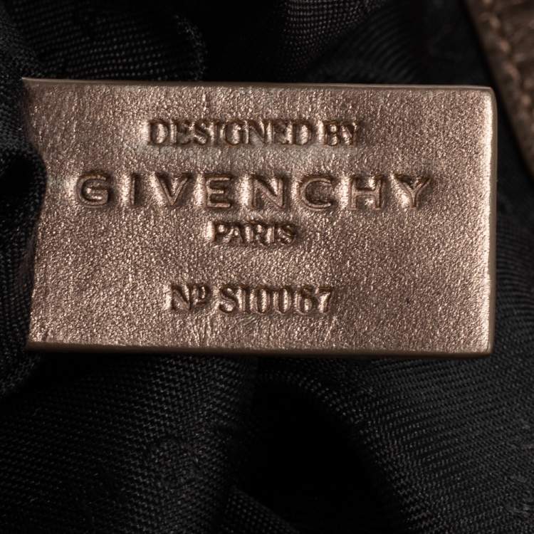Pre Owned Givenchy Green/Brown Monogram Fabric and Leather Clasp Flap Hobo