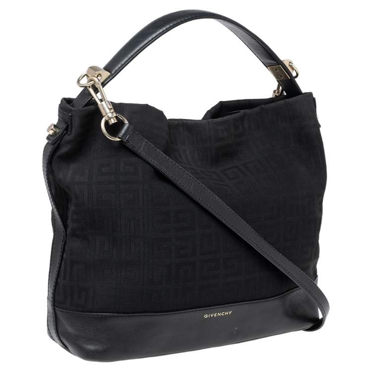 Pre Owned Givenchy Black Monogram Canvas and Leather Hobo