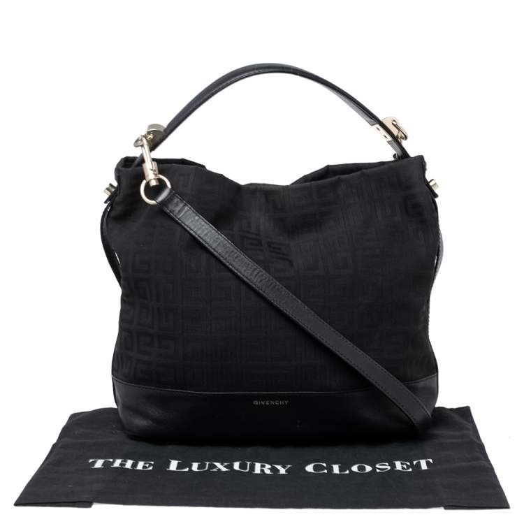 Pre Owned Givenchy Black Monogram Canvas and Leather Hobo