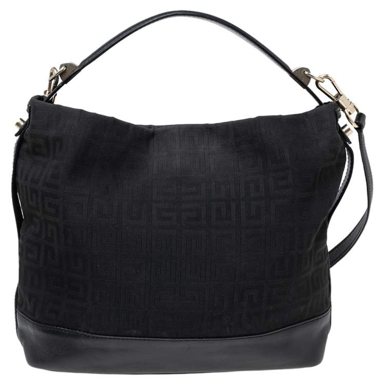 Pre Owned Givenchy Black Monogram Canvas and Leather Hobo
