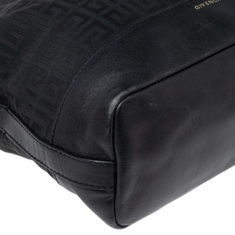 Pre Owned Givenchy Black Monogram Canvas and Leather Hobo