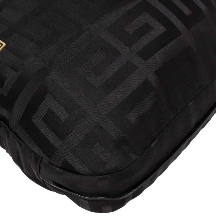 Pre Owned Givenchy Black Monogram Nylon and Patent Leather Metal Handle Hobo