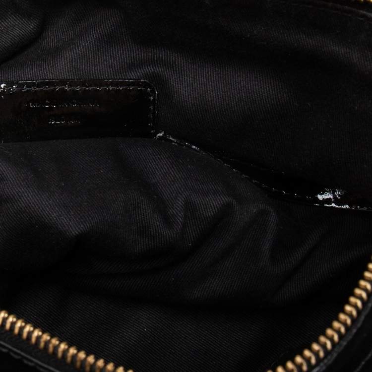 Pre Owned Givenchy Black Monogram Nylon and Patent Leather Metal Handle Hobo