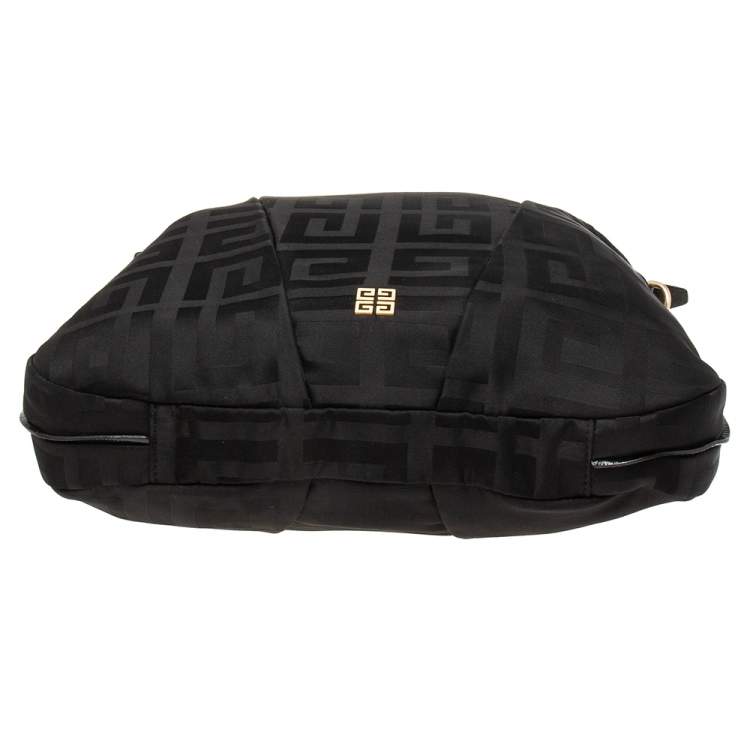 Pre Owned Givenchy Black Monogram Nylon and Patent Leather Metal Handle Hobo