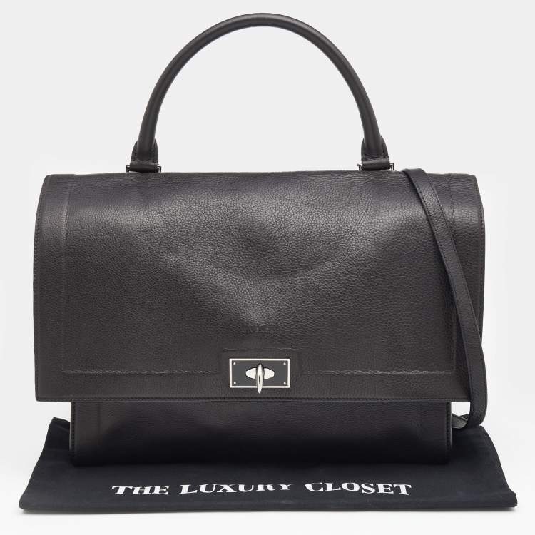 Pre Owned Givenchy Black Leather Shark Tooth Top Handle Bag