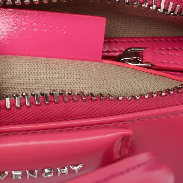 Pre Owned Givenchy Neon Pink Leather Mini Antigona Satchel