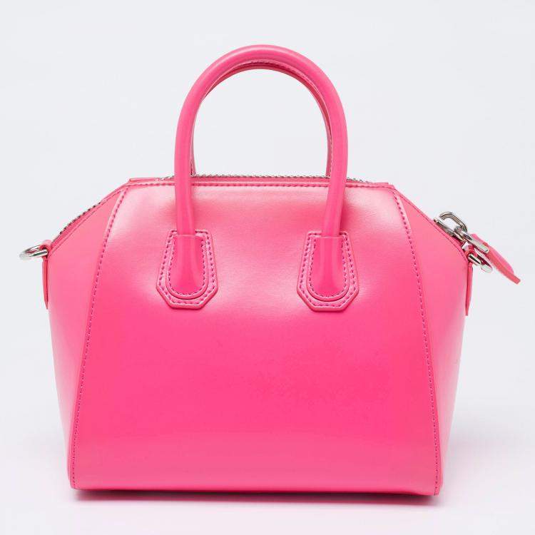 Pre Owned Givenchy Neon Pink Leather Mini Antigona Satchel