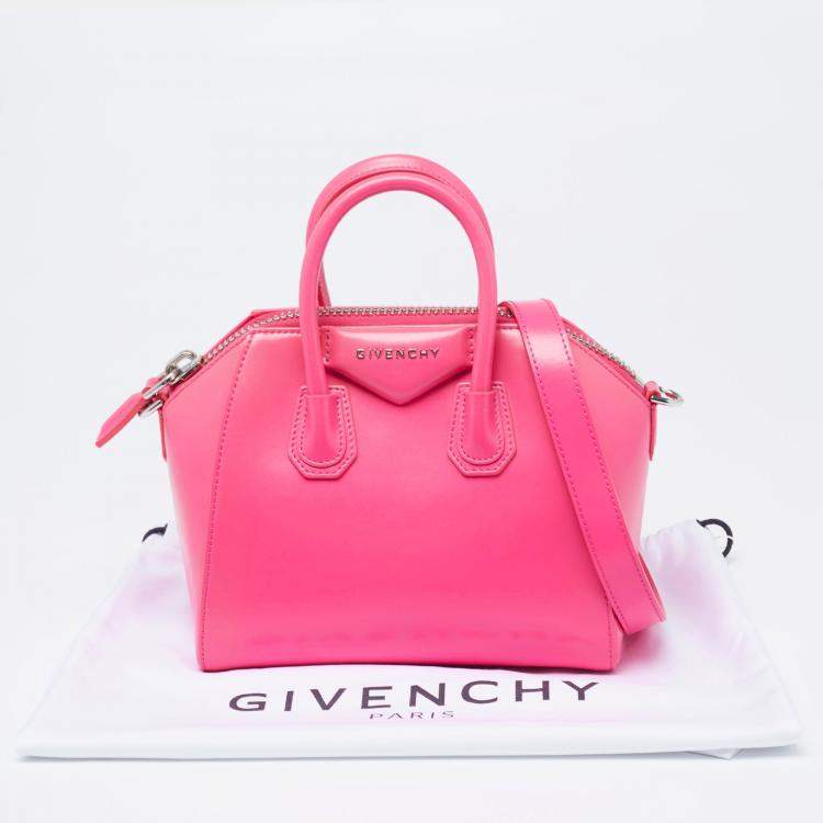 Pre Owned Givenchy Neon Pink Leather Mini Antigona Satchel