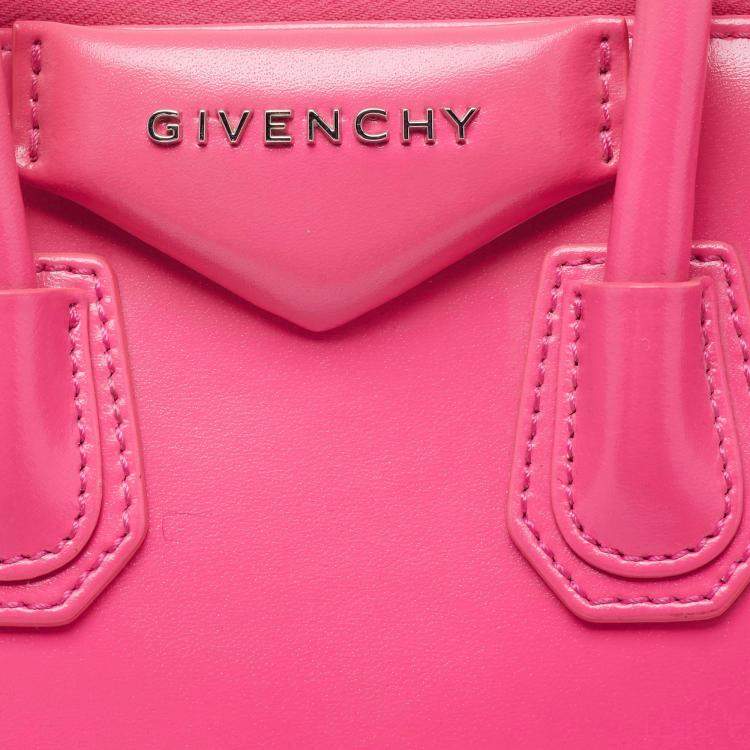 Pre Owned Givenchy Neon Pink Leather Mini Antigona Satchel