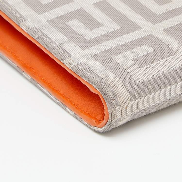 Pre Owned Givenchy Orange/Grey Signature Canvas And Leather Wallet