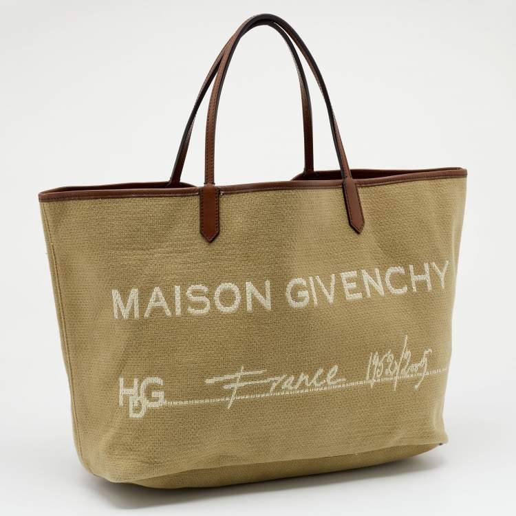 Pre Owned Givenchy Beige/Brown Canvas and Leather Antigona Maison Hdg Shopper Tote