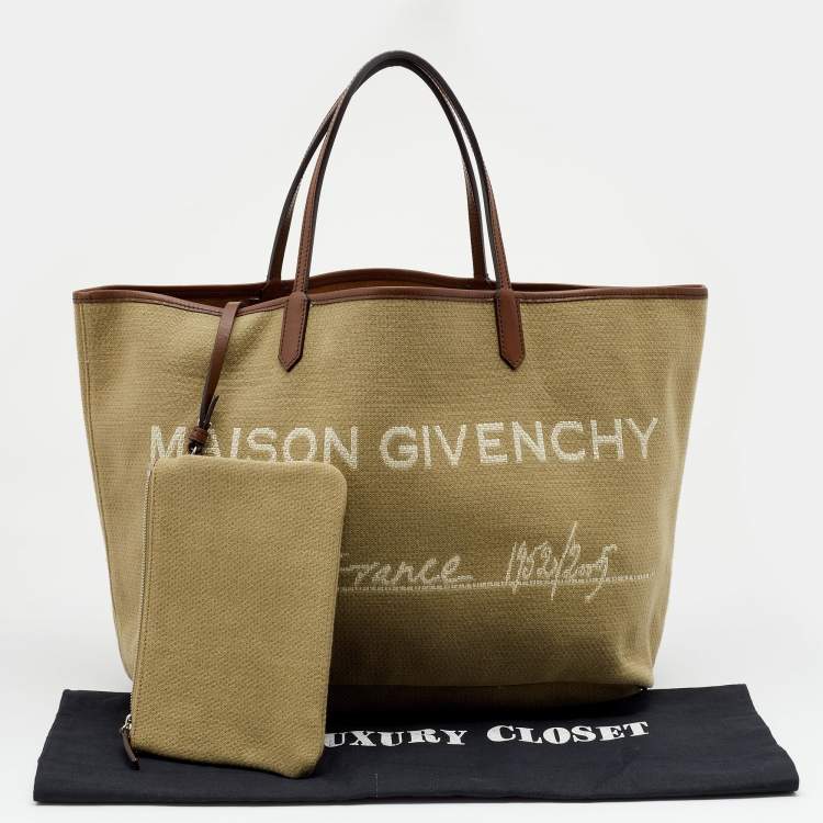 Pre Owned Givenchy Beige/Brown Canvas and Leather Antigona Maison Hdg Shopper Tote