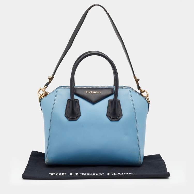Pre Owned Givenchy Light Blue Leather Small Antigona Satchel