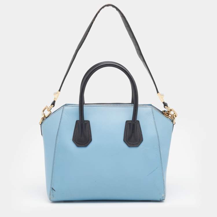 Pre Owned Givenchy Light Blue Leather Small Antigona Satchel